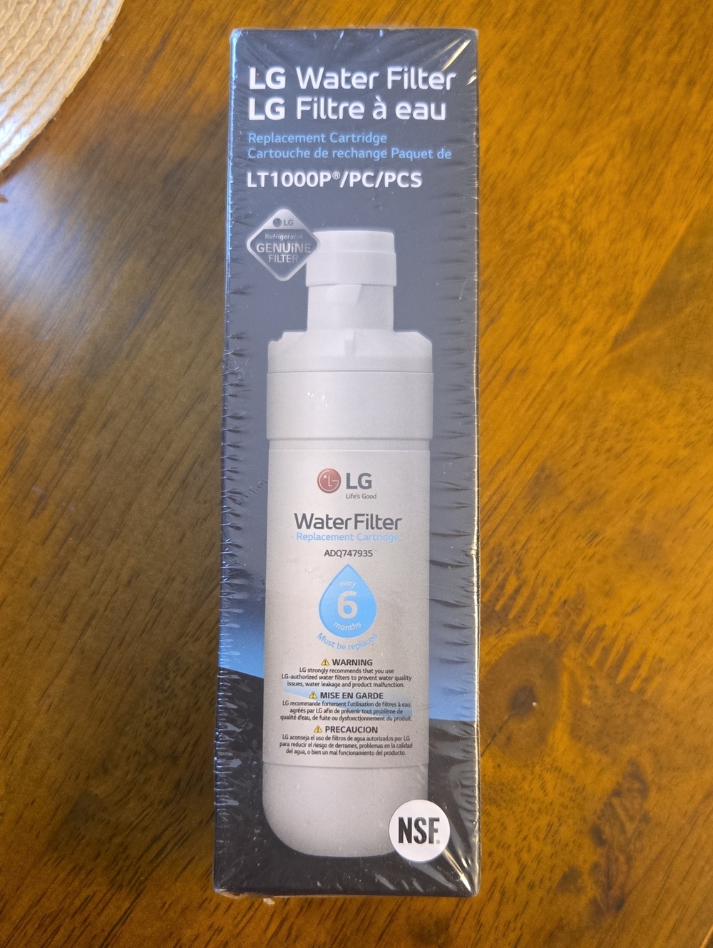 LG White Refrigerator Water Filter LT1000P Replacement Cartridge